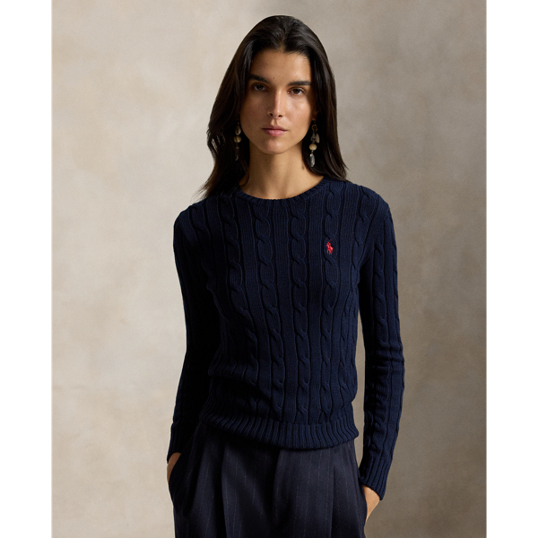 Polo Ralph Lauren Cable-Knit Cotton Crewneck Jumper - Hunter Navy