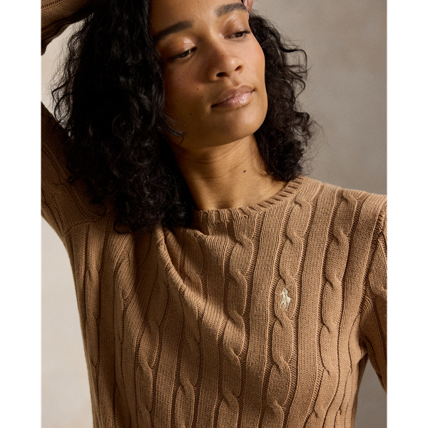 Polo Ralph Lauren Cable-Knit Cotton Crewneck Jumper - Collection Camel Melange