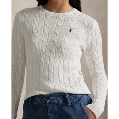 Polo Ralph Lauren Cable-Knit Cotton Crewneck Jumper - White