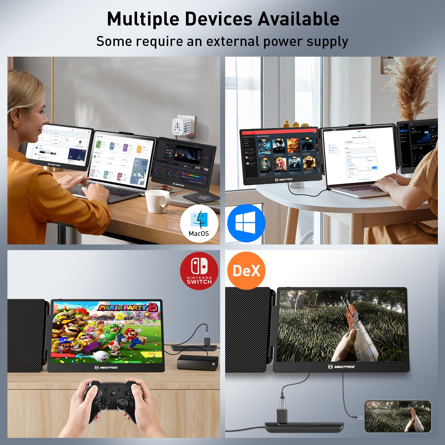 Maxfree S2 Triple Monitor for Laptop 14" Match Different Device