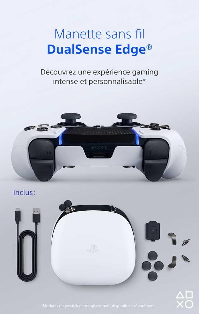 PlayStation DualSense Edge – Manette sans fil PS5/PC – Blanche & Noire