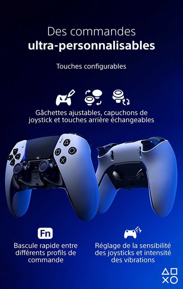 PlayStation DualSense Edge – Manette sans fil PS5/PC – Blanche & Noire