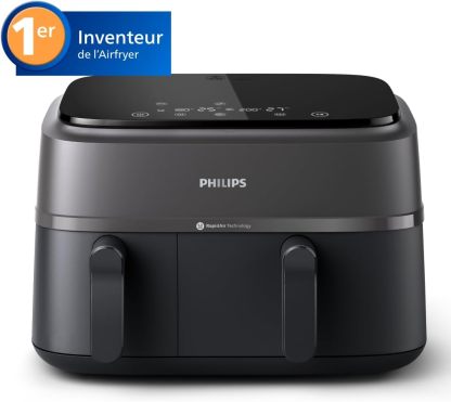 Philips Airfryer Série 3000 – Double Panier 9 L | Technologie RapidAir (NA350/03)