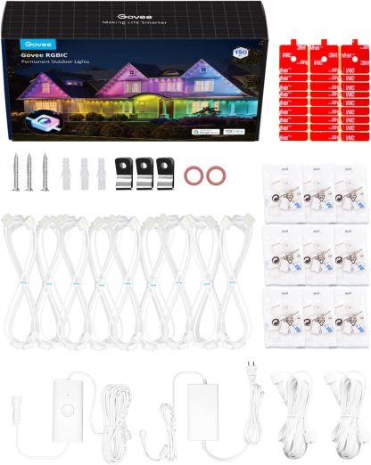 Govee Permanent Outdoor Lights, Smart RGBIC Outdoor Lights with 75 Scene Modes, 150ft with 108 LED Christmas Lights, IP67 Waterproof for Christmas Decorations, Work with Alexa, Google Assistant, White