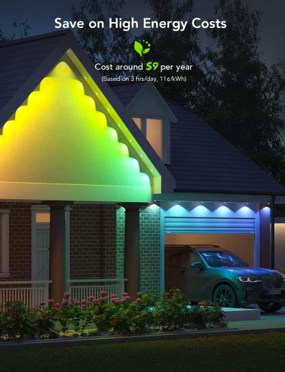 Govee Permanent Outdoor Lights, Smart RGBIC Outdoor Lights with 75 Scene Modes, 150ft with 108 LED Christmas Lights, IP67 Waterproof for Christmas Decorations, Work with Alexa, Google Assistant, White