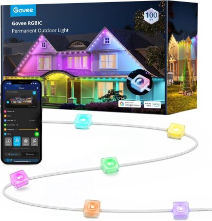 Govee Permanent Outdoor Lights, Smart RGBIC Outdoor Lights with 75 Scene Modes, 150ft with 108 LED Christmas Lights, IP67 Waterproof for Christmas Decorations, Work with Alexa, Google Assistant, White