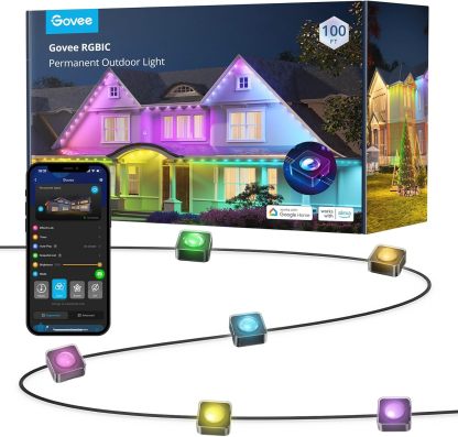 Govee Permanent Outdoor Lights, Smart RGBIC Outdoor Lights with 75 Scene Modes, 150ft with 108 LED Christmas Lights, IP67 Waterproof for Christmas Decorations, Work with Alexa, Google Assistant, White