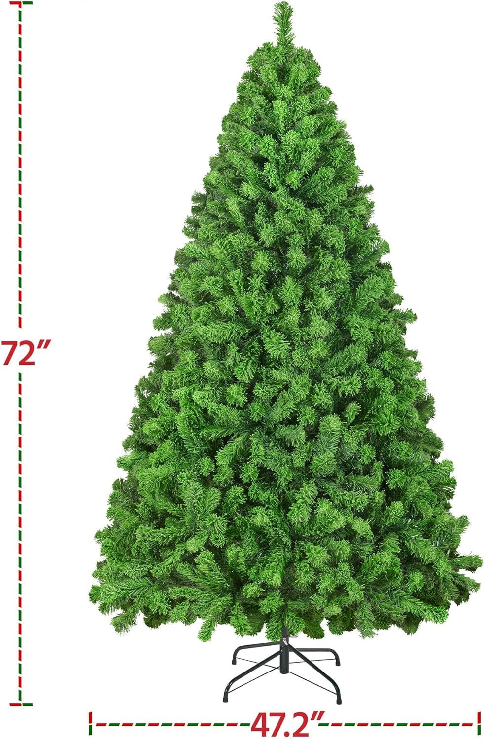 Yaheetech 7.5ft Pre-lit Artificial Christmas Tree W/Incandescent Warm White Lights, Snow Flocked Full Prelighted Xmas Tree W/1284 Branch Tips, 550 Incandescent Lights & Foldable Stand, Green & White
