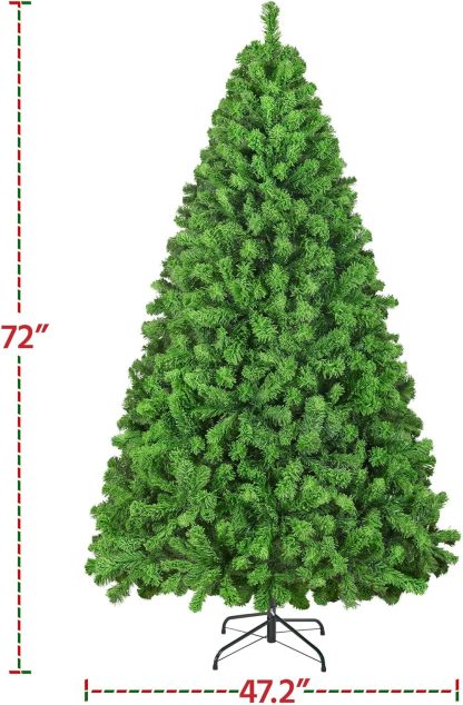Yaheetech 7.5ft Pre-lit Artificial Christmas Tree W/Incandescent Warm White Lights, Snow Flocked Full Prelighted Xmas Tree W/1284 Branch Tips, 550 Incandescent Lights & Foldable Stand, Green & White