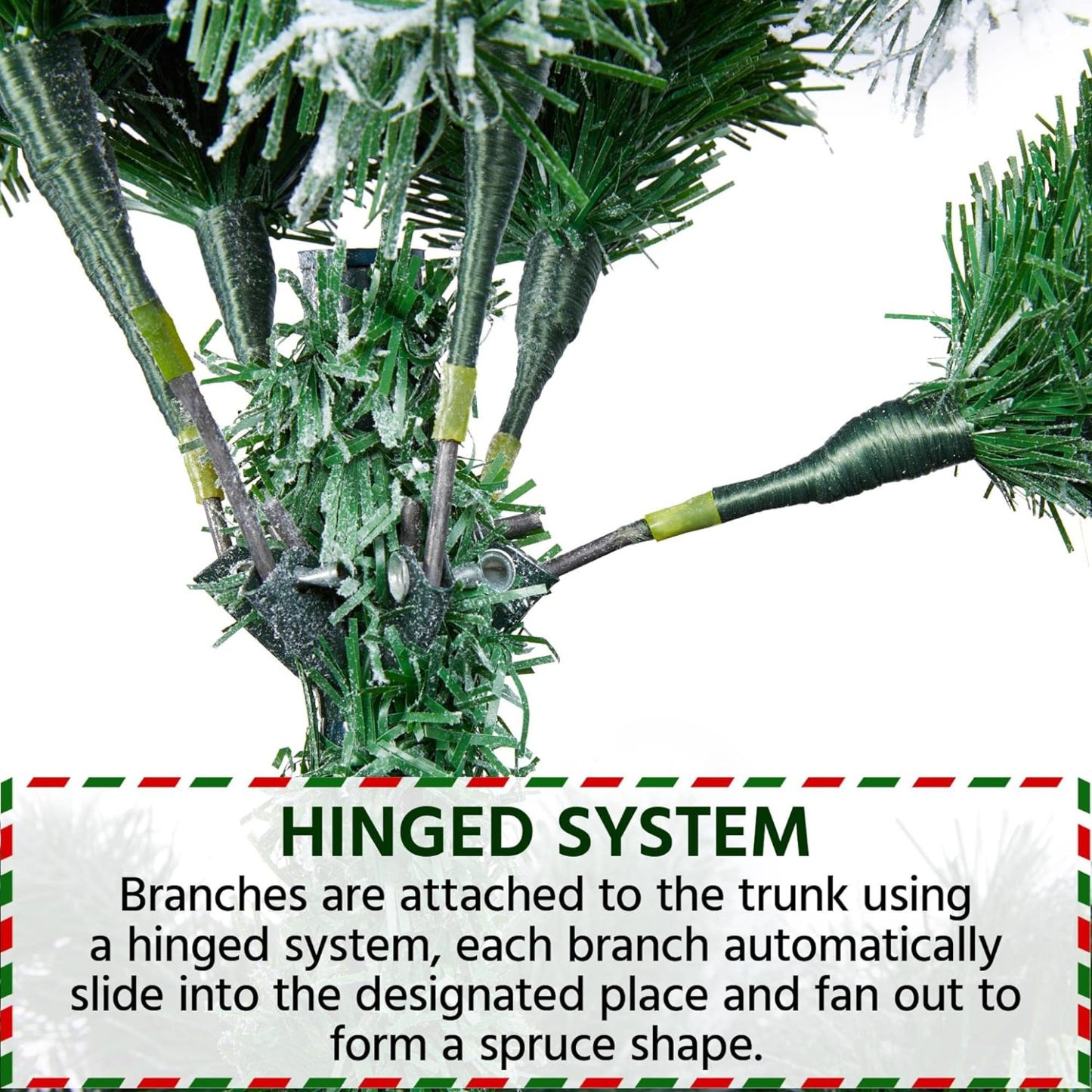 Yaheetech 7.5ft Pre-lit Artificial Christmas Tree W/Incandescent Warm White Lights, Snow Flocked Full Prelighted Xmas Tree W/1284 Branch Tips, 550 Incandescent Lights & Foldable Stand, Green & White