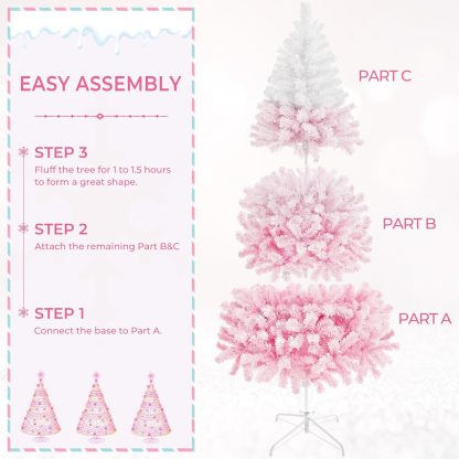 Yaheetech 7.5ft Pre-lit Artificial Christmas Tree W/Incandescent Warm White Lights, Snow Flocked Full Prelighted Xmas Tree W/1284 Branch Tips, 550 Incandescent Lights & Foldable Stand, Green & White