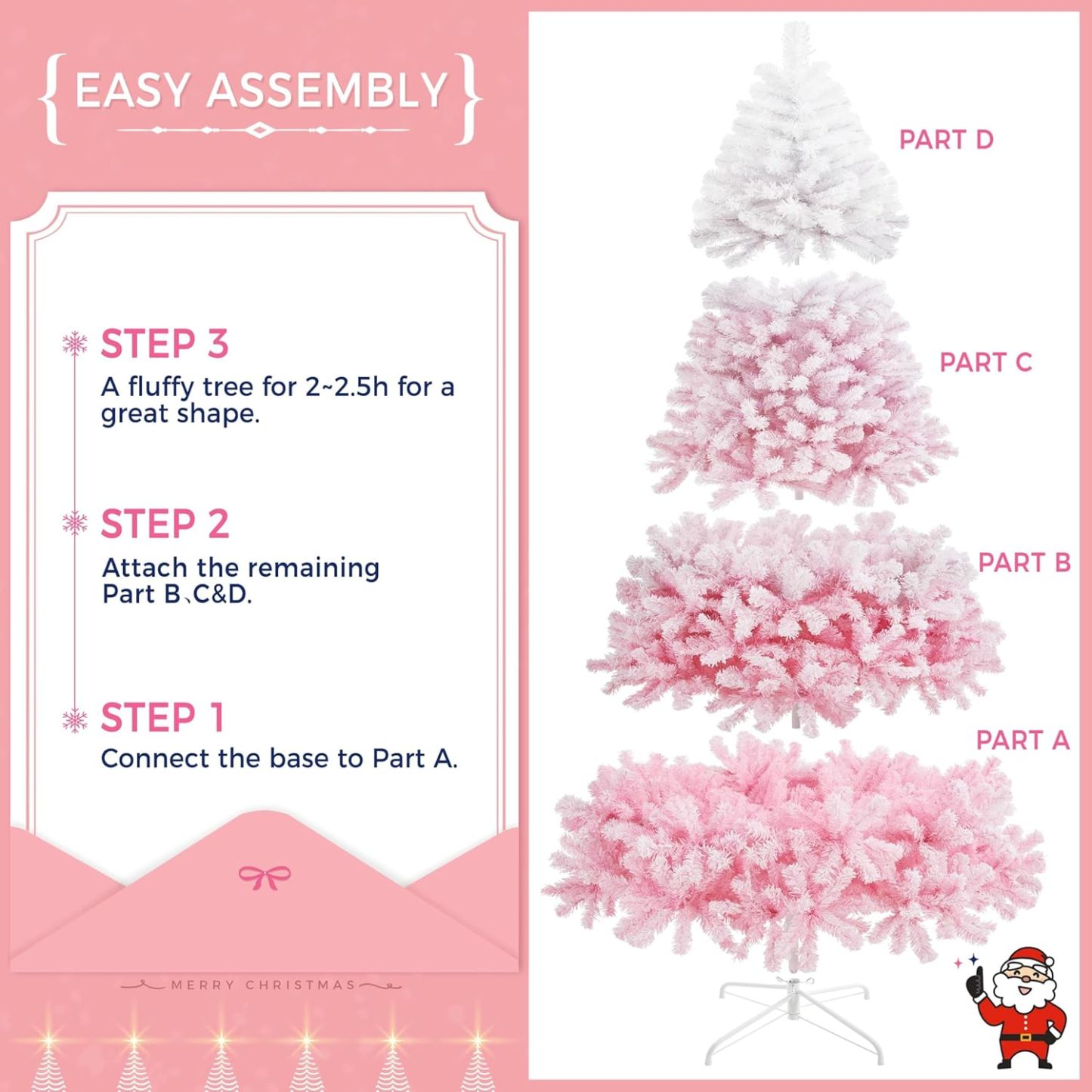Yaheetech 7.5ft Pre-lit Artificial Christmas Tree W/Incandescent Warm White Lights, Snow Flocked Full Prelighted Xmas Tree W/1284 Branch Tips, 550 Incandescent Lights & Foldable Stand, Green & White