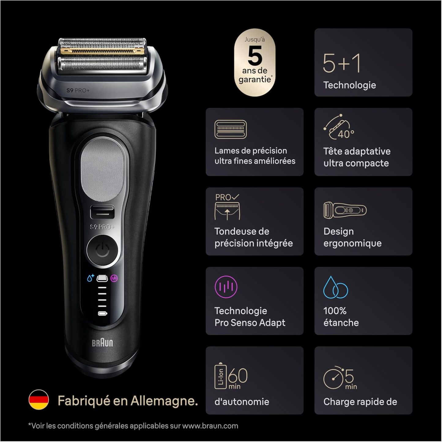 Braun Series 9 PRO+ – Rasoir Électrique Homme Haut de Gamme
