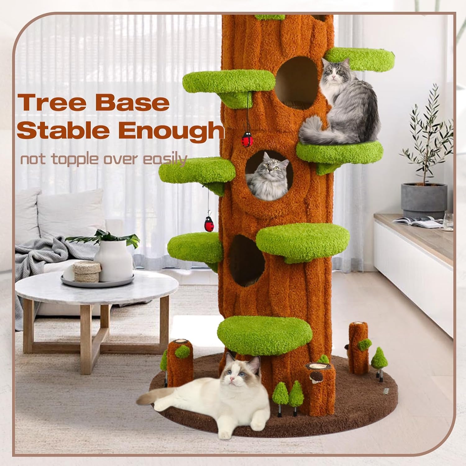 90.55" Luxury Large Cat Tree Tower – Modern Cat Condo for Multiple Cats