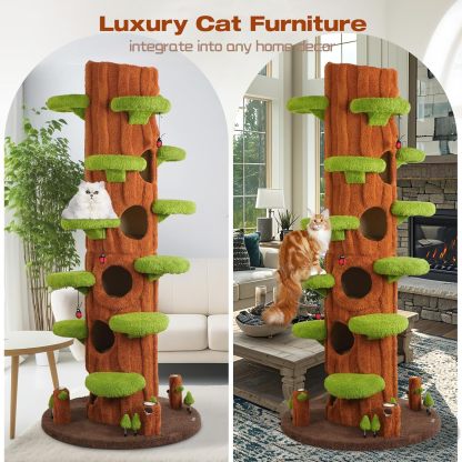 90.55" Luxury Large Cat Tree Tower – Modern Cat Condo for Multiple Cats