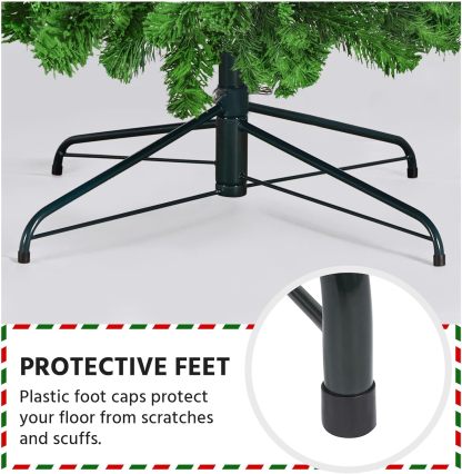 Yaheetech 7.5ft Pre-lit Artificial Christmas Tree W/Incandescent Warm White Lights, Snow Flocked Full Prelighted Xmas Tree W/1284 Branch Tips, 550 Incandescent Lights & Foldable Stand, Green & White