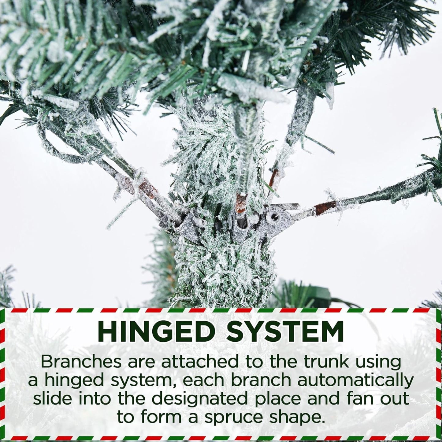 Yaheetech 7.5ft Pre-lit Artificial Christmas Tree W/Incandescent Warm White Lights, Snow Flocked Full Prelighted Xmas Tree W/1284 Branch Tips, 550 Incandescent Lights & Foldable Stand, Green & White
