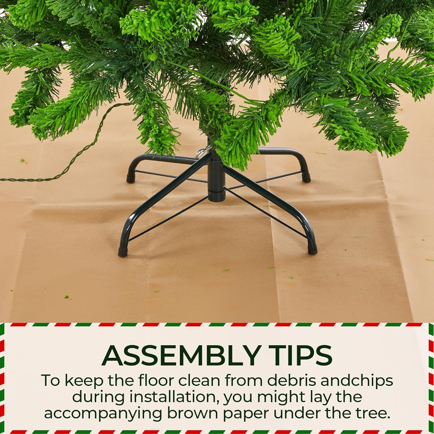 Yaheetech 7.5ft Pre-lit Artificial Christmas Tree W/Incandescent Warm White Lights, Snow Flocked Full Prelighted Xmas Tree W/1284 Branch Tips, 550 Incandescent Lights & Foldable Stand, Green & White