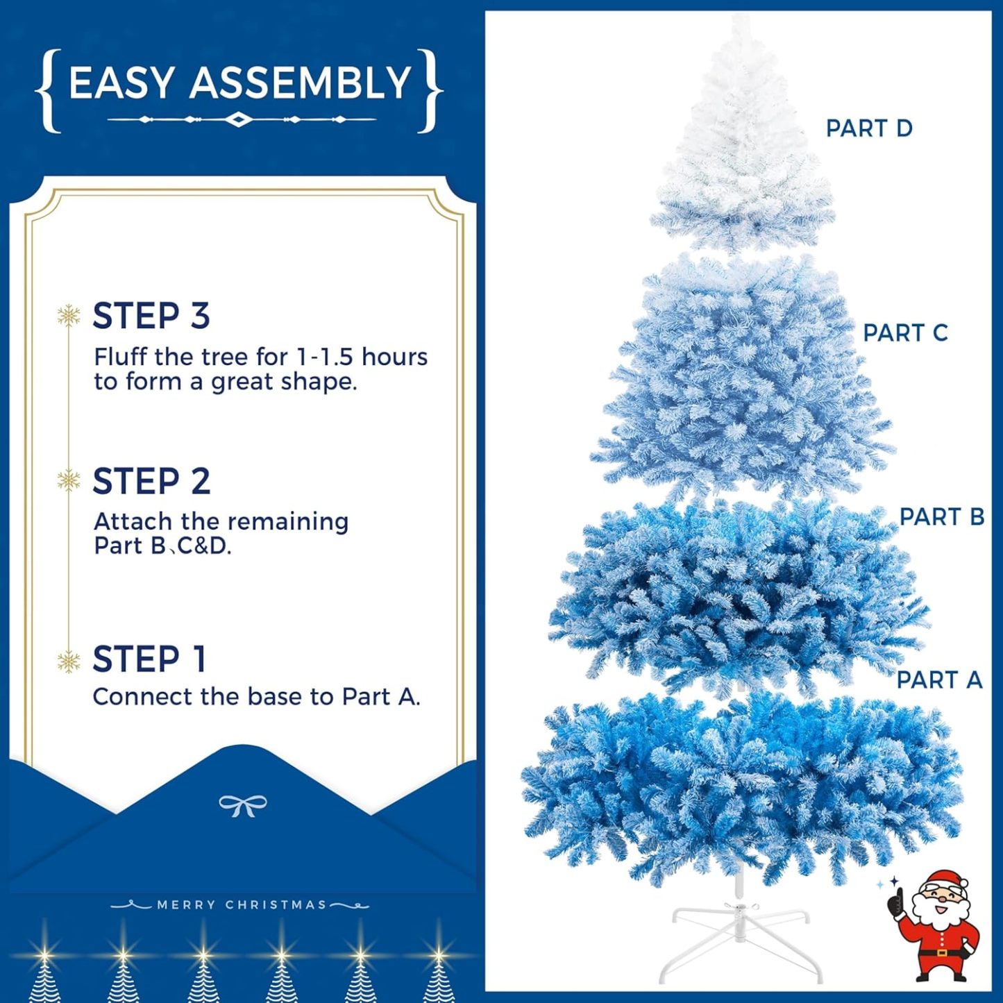 Yaheetech 7.5ft Pre-lit Artificial Christmas Tree W/Incandescent Warm White Lights, Snow Flocked Full Prelighted Xmas Tree W/1284 Branch Tips, 550 Incandescent Lights & Foldable Stand, Green & White