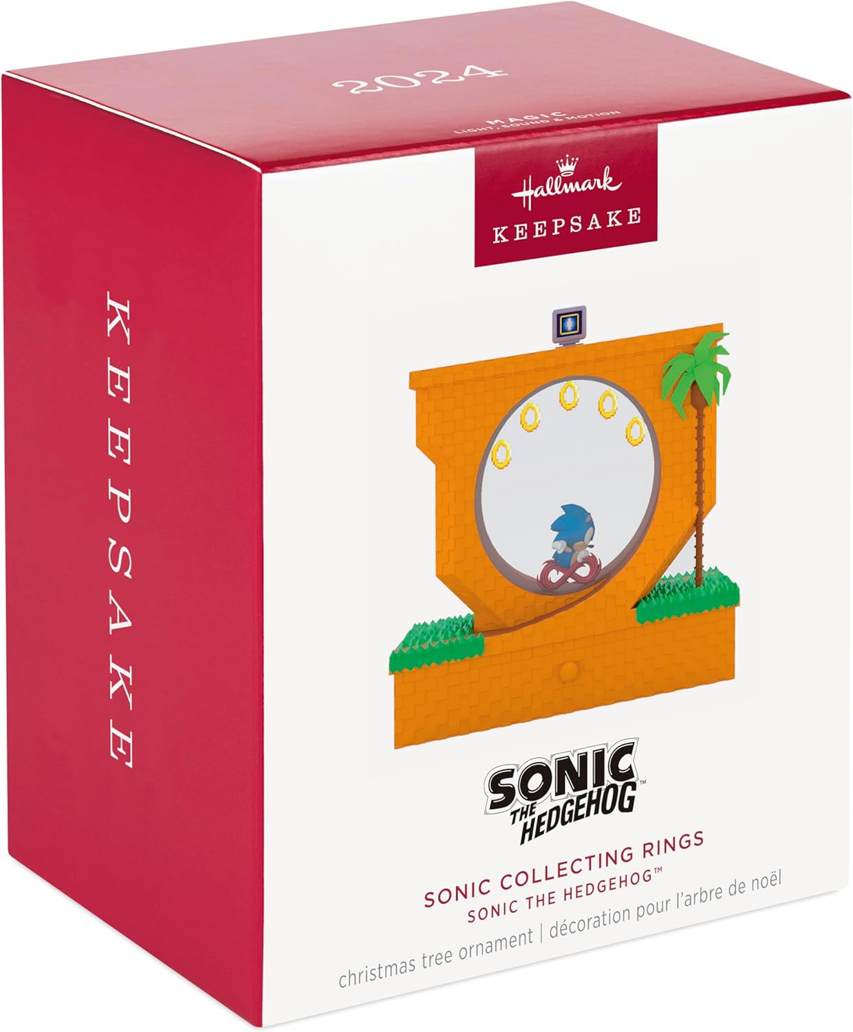 Hallmark Keepsake Christmas Ornament 2024, Sonic the Hedgehog Sonic Collecting Rings With Light, Sound and Motion, Gifts for Gamers