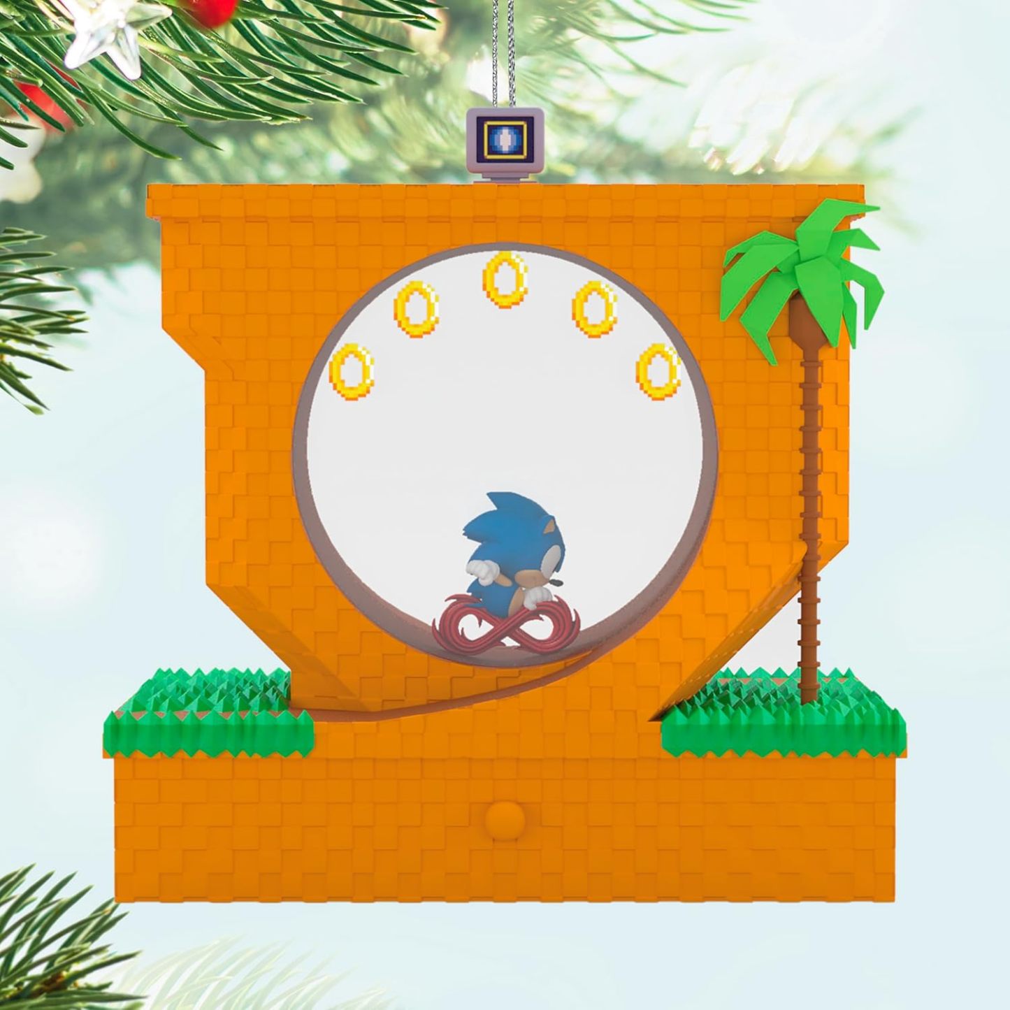 Hallmark Keepsake Christmas Ornament 2024, Sonic the Hedgehog Sonic Collecting Rings With Light, Sound and Motion, Gifts for Gamers
