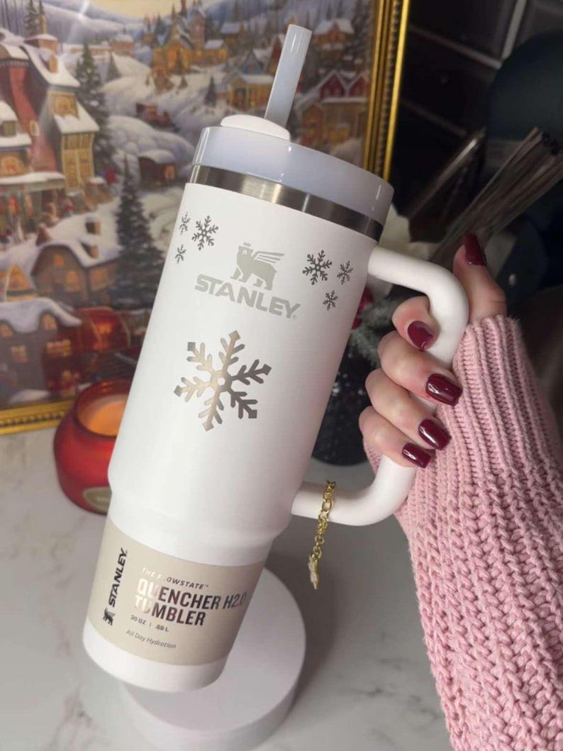 Winter 30oz Stanley Quencher Engraved Tumblers Holiday Cozy Collection | Sweater, Bow, & Snowflake Design