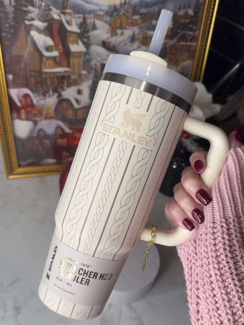 Winter 30oz Stanley Quencher Engraved Tumblers Holiday Cozy Collection | Sweater, Bow, & Snowflake Design