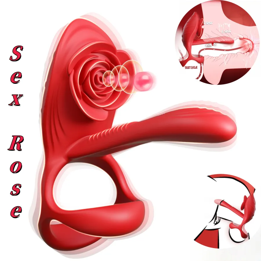 😍2025 Rose Couple Vibrating Penis Condom🎁-💋Rose Penis Condom💖