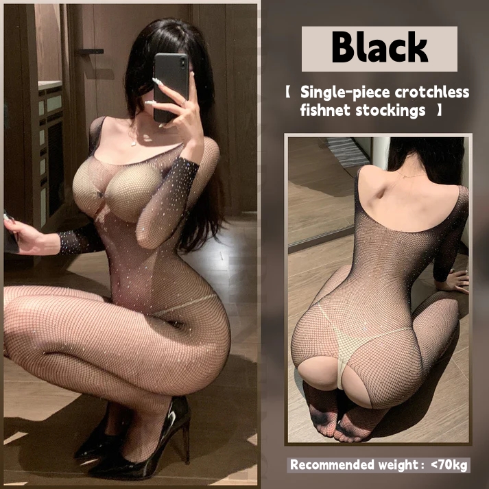 Starry sky hot diamond open crotch and no-take-off temptation fishnet stockings —— Shining Queen