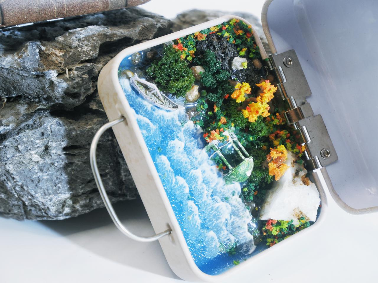[VIRIDIA]Mini dilapidated shoreline pavilion （3）, shoreline view，Landscape model；ID00006