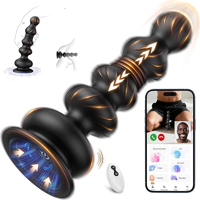 🎁🎁SyncWave™Smart App-Controlled Thrusting Prostate Massager – 20 Modes Automatic Anal Vibrator with Suction Cup & Remote Control for Long-Distance Couples Play