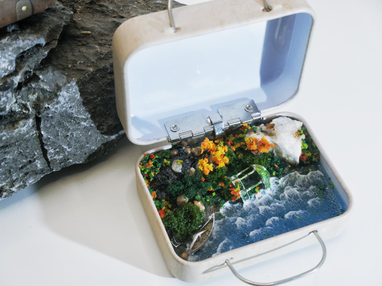 [VIRIDIA]Mini dilapidated shoreline pavilion （3）, shoreline view，Landscape model；ID00006