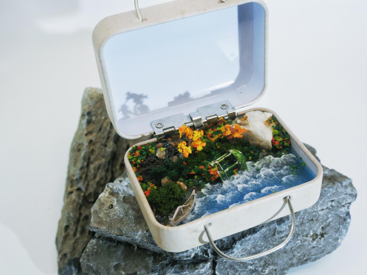 [VIRIDIA]Mini dilapidated shoreline pavilion （3）, shoreline view，Landscape model；ID00006