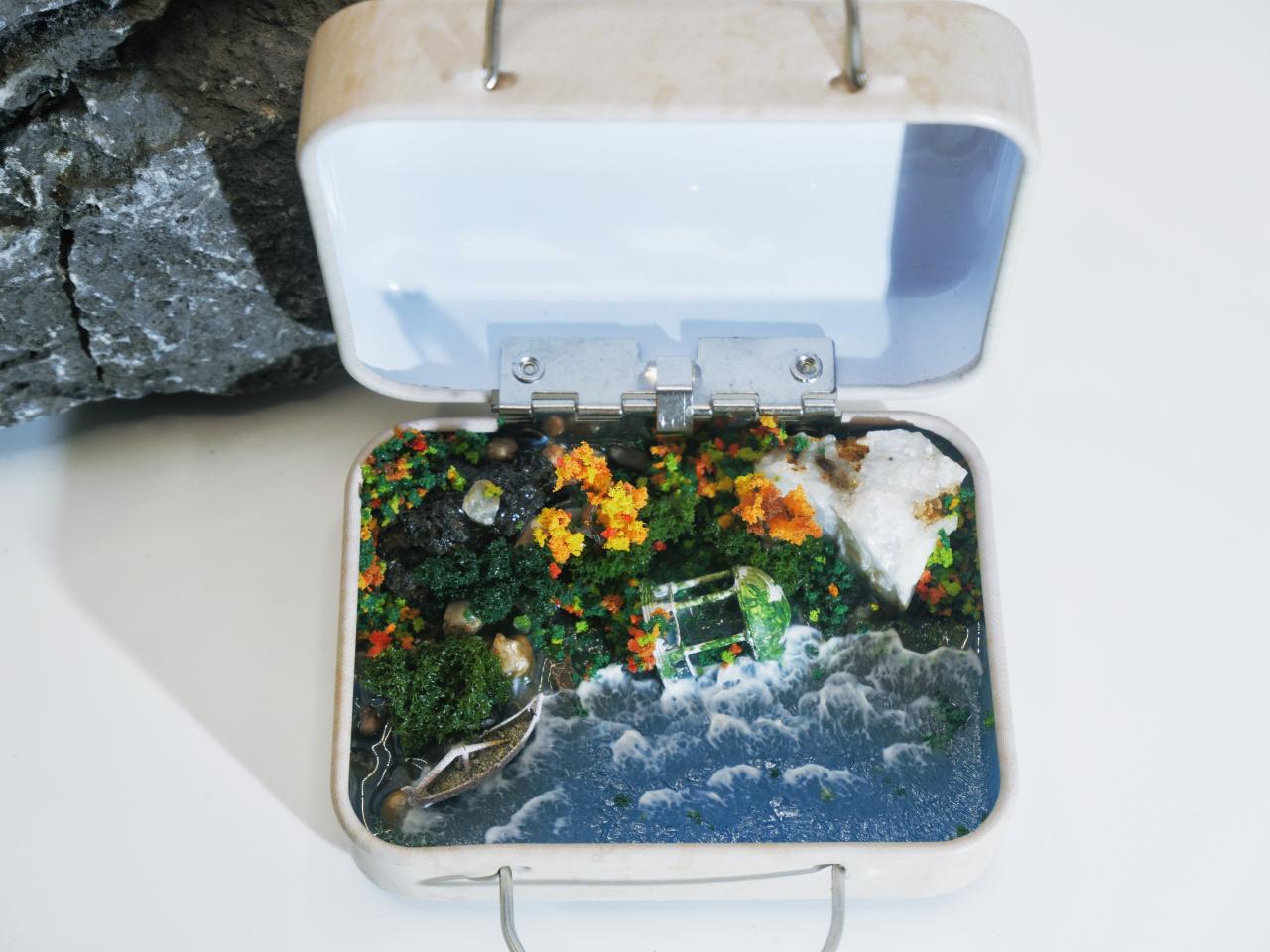 [VIRIDIA]Mini dilapidated shoreline pavilion （3）, shoreline view，Landscape model；ID00006