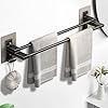 Portasciugamani da 40 cm, senza foratura, montaggio a parete, portasciugamani a 2 piani con gancio, in alluminio spaziale, porta asciugamani per ospiti, per bagno e cucina