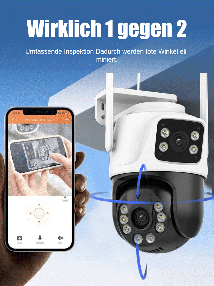 2-in-1 kabellose Dual-Kamera Sicherheitskamera