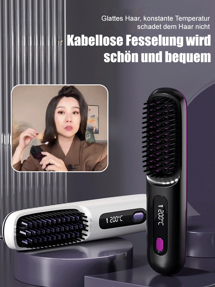 Kabelloser LCD-Keramik-Heizkamm zum Glätten der Haare