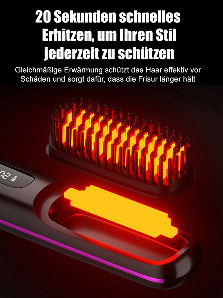 Kabelloser LCD-Keramik-Heizkamm zum Glätten der Haare