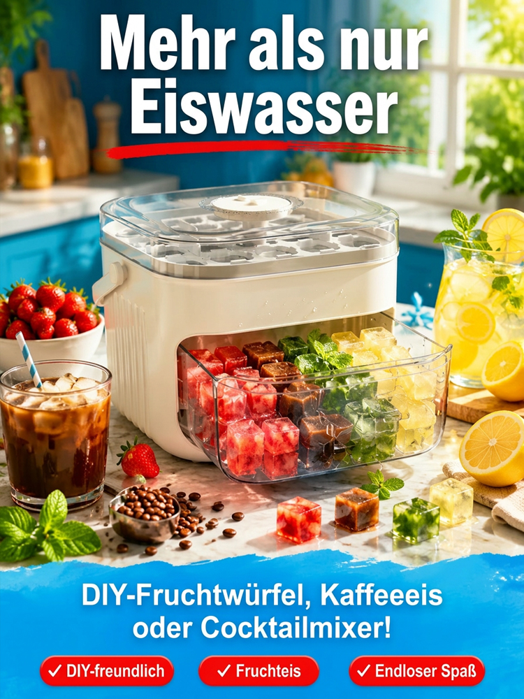 Keine schmutzigen Hände – großvolumiger Eisbereiter inklusive kostenlosem Eislöffel.