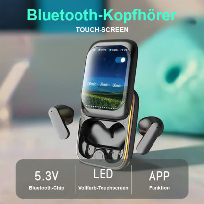 Schiebe Bluetooth Kopfhörer mit Display APP Anrufgeräuschunterdrückung ENC