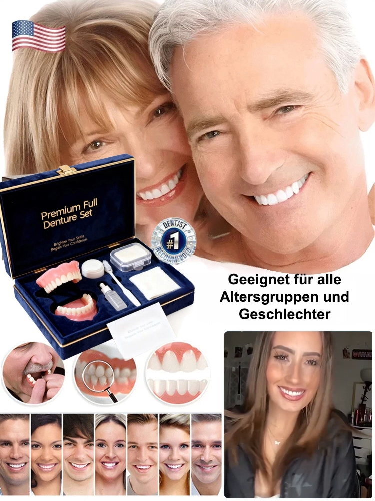 【 Essen + Trinken wie mit echten Zähnen】 US-Patent Vollgebiss-Set | Zahnarzt-Empfehlung | FDA-Zertifiziert | In 3 Min anpassbar | Ohne Haftcreme | Sicherer Halt🦷✨