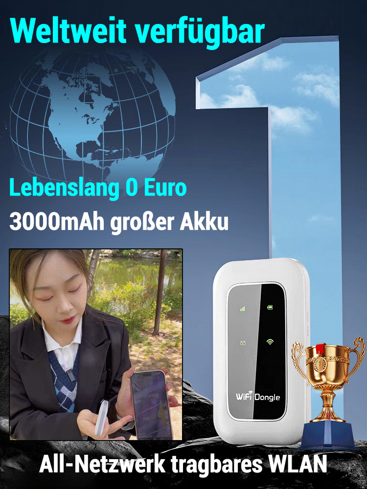 [Ohne Vertrag, Keine Monatsgebühr] Mobiles 5G Highspeed WLAN Modem | 500 MBit/s AI-Signalverstärkung | Lebenslang Gratis-Internet | Ohne Schufa | Weltweite Abdeckung 🚀📶