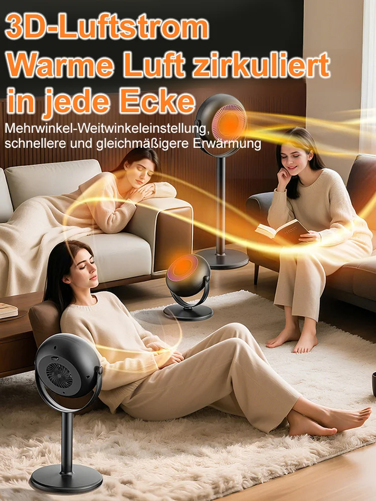 【Heute 50% sparen】Upgrade 360° Teleskop-Keramikheizer | 3S Schnellheizung bis60m² | 75% Stromersparnis | Leise & Sicher 🔥🏠