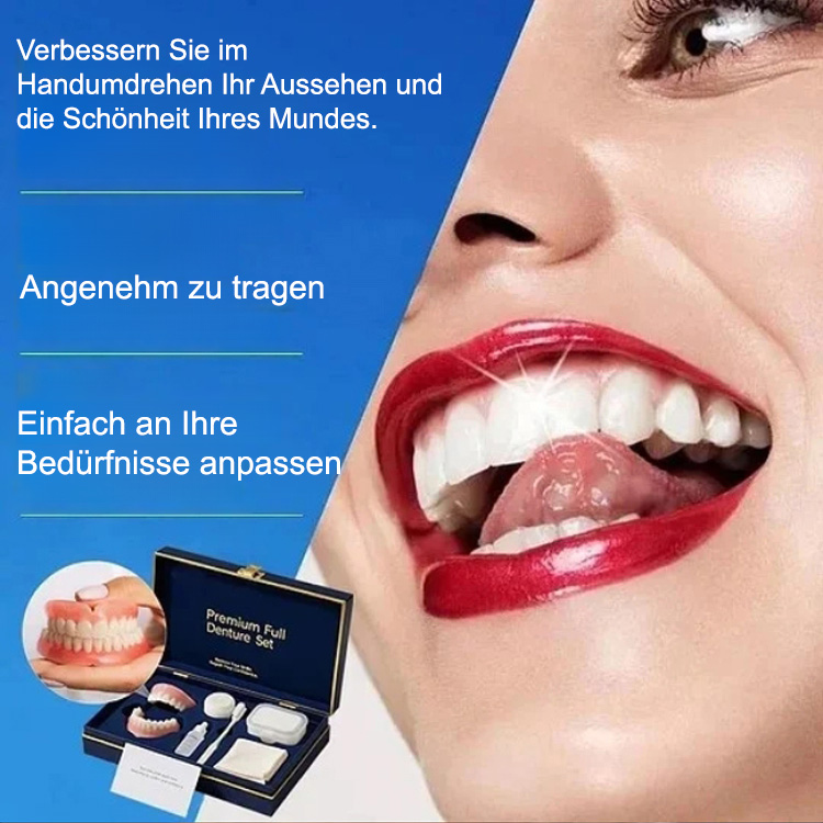【 Essen + Trinken wie mit echten Zähnen】 US-Patent Vollgebiss-Set | Zahnarzt-Empfehlung | FDA-Zertifiziert | In 3 Min anpassbar | Ohne Haftcreme | Sicherer Halt🦷✨