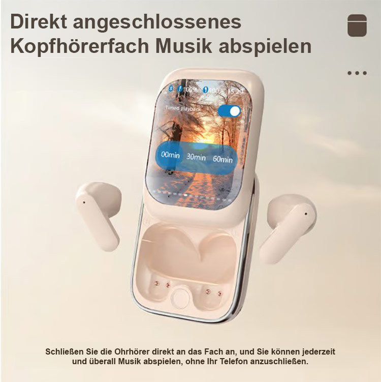 Schiebe Bluetooth Kopfhörer mit Display APP Anrufgeräuschunterdrückung ENC
