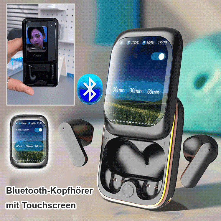 Schiebe Bluetooth Kopfhörer mit Display APP Anrufgeräuschunterdrückung ENC