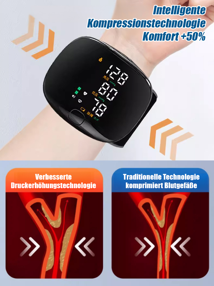 Intelligentes Handgelenk-Blutdruckmessgerät in Klinik-Qualität | TÜV Zertifiziert | 99,99% Messgenauigkeit | Deutsche Sprachausgabe | Großes Farbdisplay 🩺🇩🇪