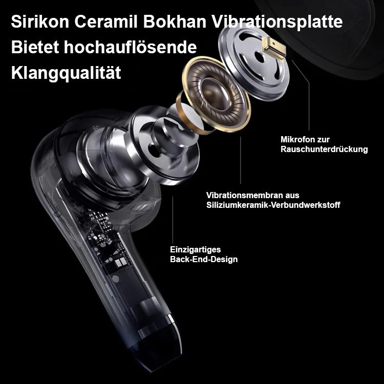 Schiebe Bluetooth Kopfhörer mit Display APP Anrufgeräuschunterdrückung ENC