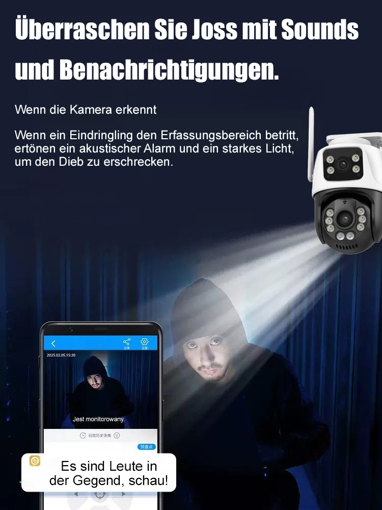 2-in-1 kabellose Dual-Kamera Sicherheitskamera