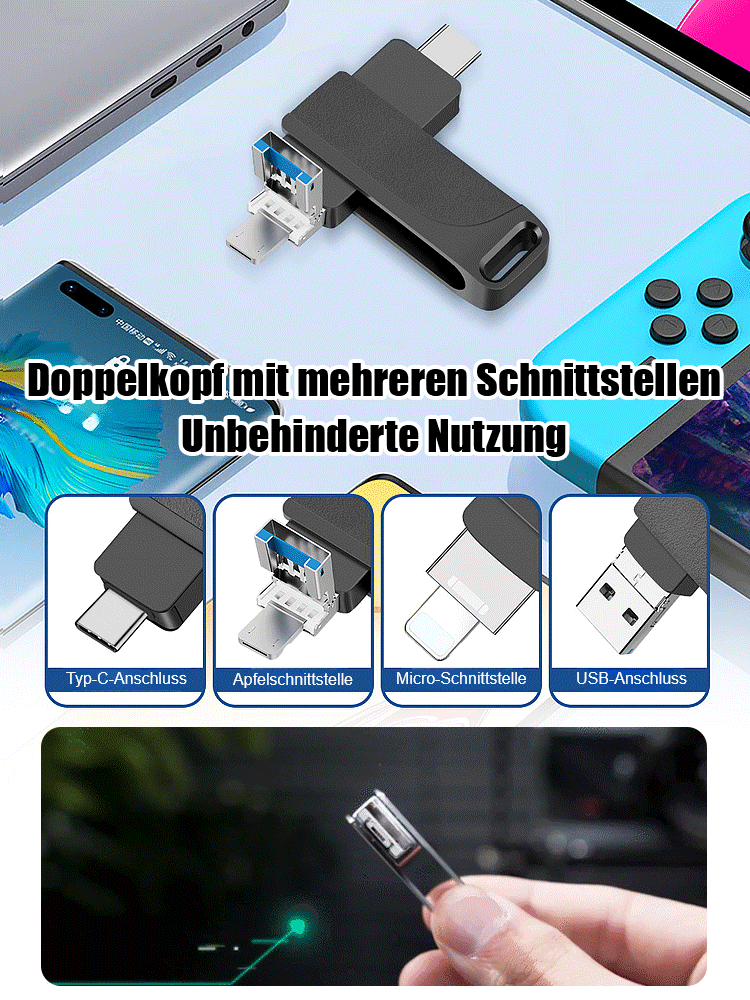 [Kompatibel mit 95 % aller elektronischen Geräte] 2 TB 4-in-1-USB-Flash-Laufwerk